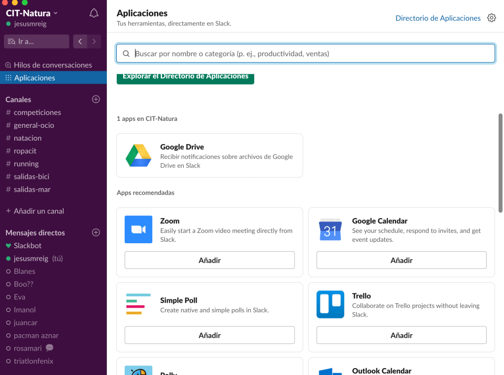 Slack también se puede enlazar con otras aplicaciones